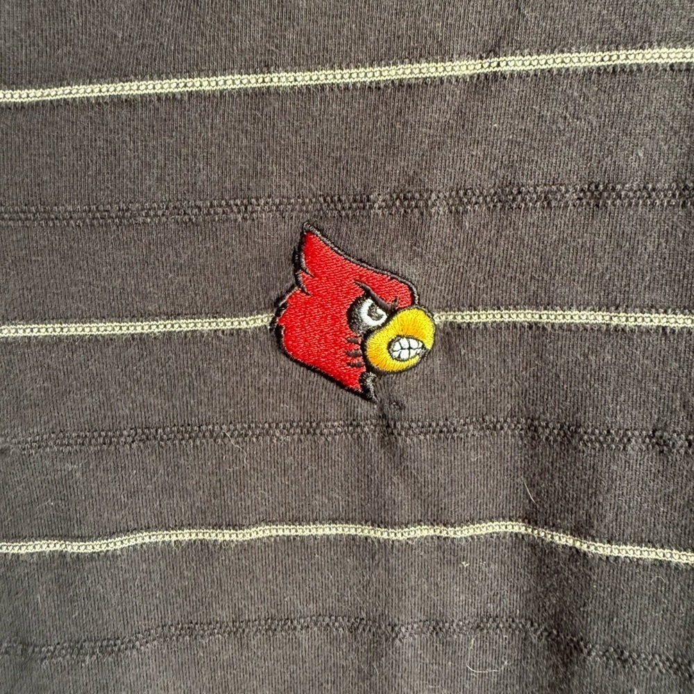 Men’s S Black Striped Adidas Louisville Cardinals Short Sleeve Casual Polo - Picture 2 of 6
